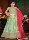 Pista Colour Latest Designer Japan Silk Festive Wear Kids Lehenga Collection 169